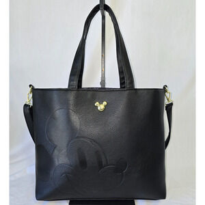 Loungefly Disney Mickey Mouse Debossed Portrait Tote Bag Black Crossbody EUC